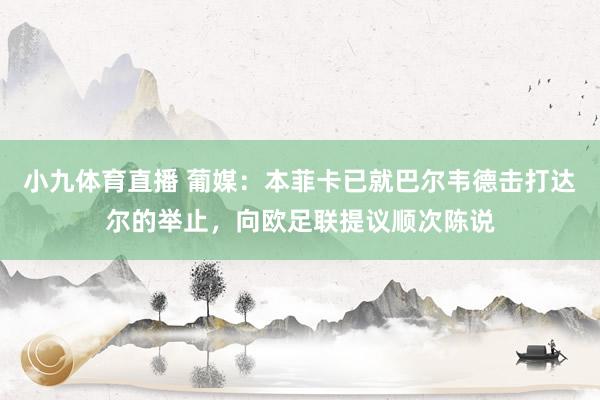 小九体育直播 葡媒：本菲卡已就巴尔韦德击打达尔的举止，向欧足联提议顺次陈说