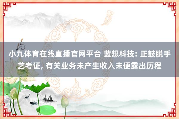 小九体育在线直播官网平台 蓝想科技: 正鼓脱手艺考证， 有关业务未产生收入未便露出历程