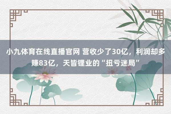 小九体育在线直播官网 营收少了30亿，利润却多赚83亿，天皆锂业的“扭亏迷局”