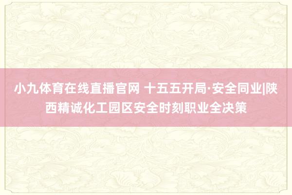 小九体育在线直播官网 十五五开局·安全同业|陕西精诚化工园区安全时刻职业全决策