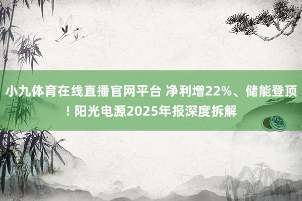 小九体育在线直播官网平台 净利增22%、储能登顶! 阳光电源2025年报深度拆解