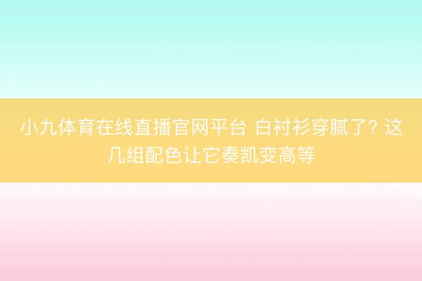 小九体育在线直播官网平台 白衬衫穿腻了? 这几组配色让它奏凯变高等