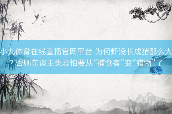 小九体育在线直播官网平台 为何虾没长成猪那么大? 否则东谈主类恐怕要从“捕食者”变“猎物”了