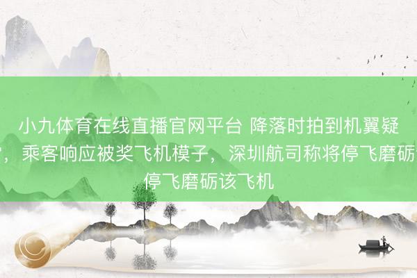 小九体育在线直播官网平台 降落时拍到机翼疑似非常,乘客响应被奖飞机模子,深圳航司称将停飞磨砺该飞机
