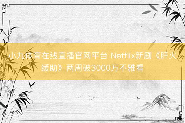 小九体育在线直播官网平台 Netflix新剧《肝火缓助》两周破3000万不雅看