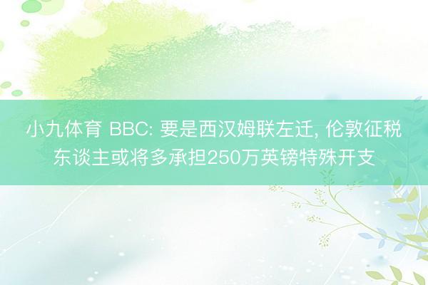 小九体育 BBC: 要是西汉姆联左迁, 伦敦征税东谈主或将多承担250万英镑特殊开支
