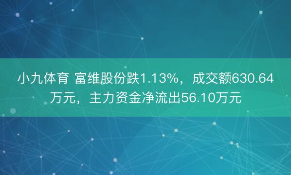 小九体育 富维股份跌1.13%,成交额630.64万元,主力资金净流出56.10万元