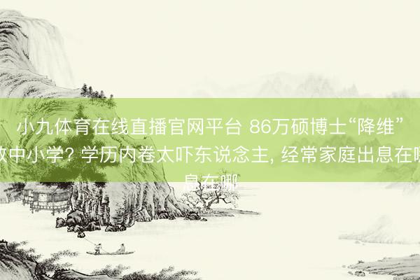 小九体育在线直播官网平台 86万硕博士“降维”教中小学? 学历内卷太吓东说念主, 经常家庭出息在哪