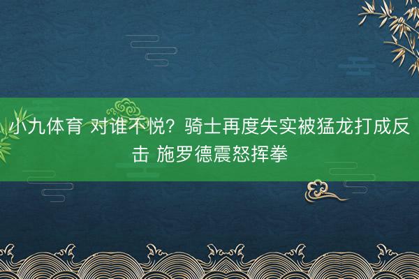 小九体育 对谁不悦？骑士再度失实被猛龙打成反击 施罗德震怒挥拳