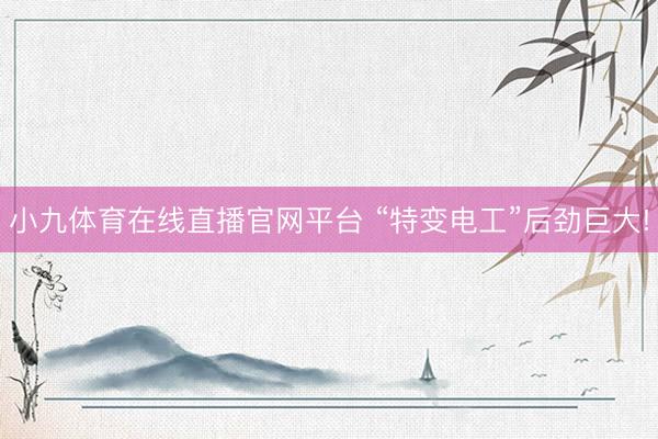 小九体育在线直播官网平台 “特变电工”后劲巨大!