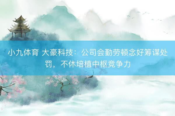 小九体育 大豪科技：公司会勤劳顿念好筹谋处罚，不休培植中枢竞争力