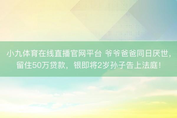 小九体育在线直播官网平台 爷爷爸爸同日厌世,留住50万贷款,银即将2岁孙子告上法庭!