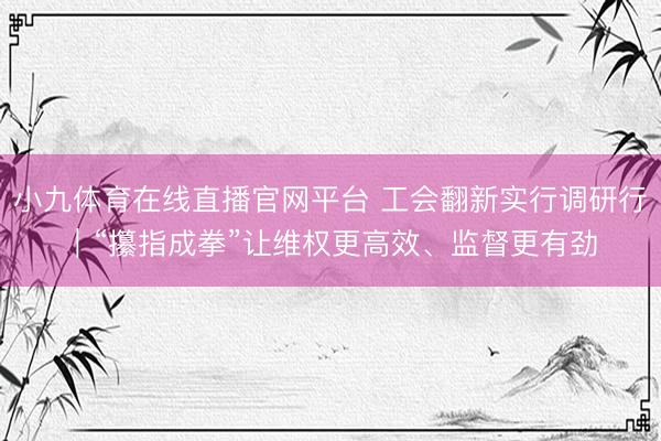 小九体育在线直播官网平台 工会翻新实行调研行｜“攥指成拳”让维权更高效、监督更有劲