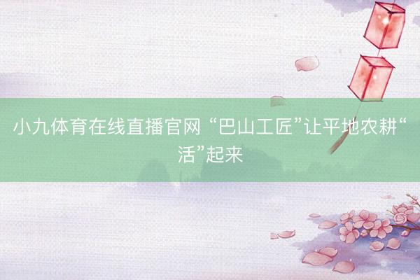 小九体育在线直播官网 “巴山工匠”让平地农耕“活”起来