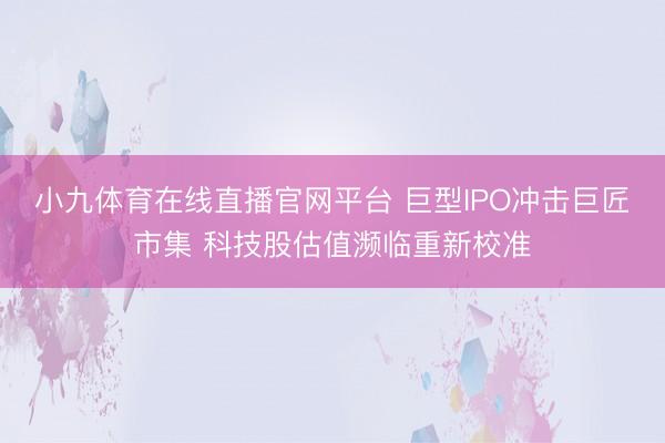 小九体育在线直播官网平台 巨型IPO冲击巨匠市集 科技股估值濒临重新校准