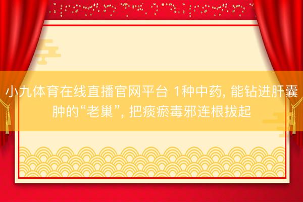 小九体育在线直播官网平台 1种中药, 能钻进肝囊肿的“老巢”, 把痰瘀毒邪连根拔起